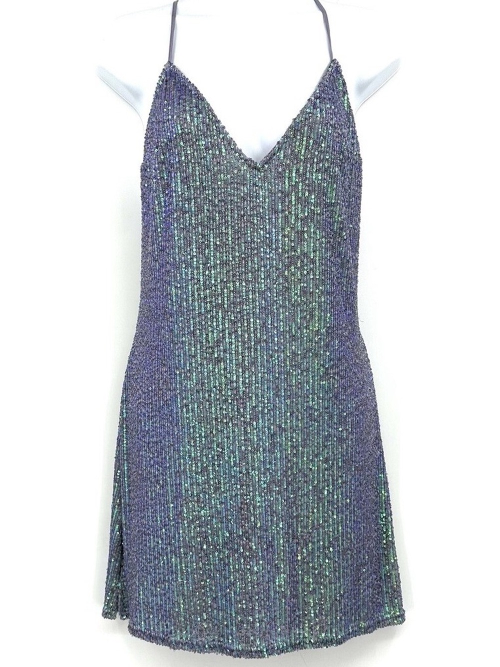 Victoria's Secret Iridescent Sequin Mini Dress in Purple-Green